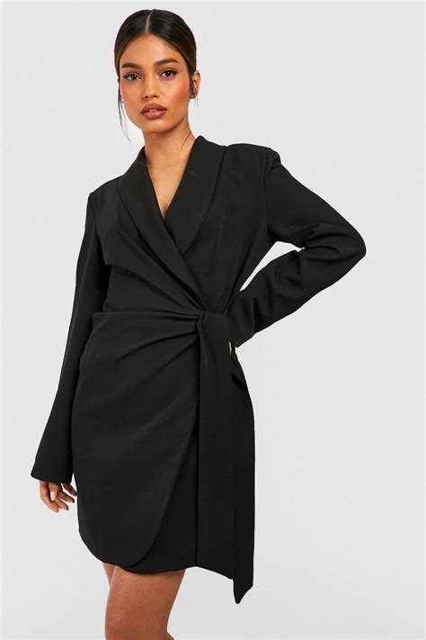 Womens Tie Waist Tailored Blazer Dress Boohoo Uk