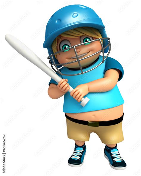 Kid boy with Base bat Stock Illustration | Adobe Stock