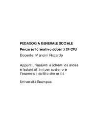 Riassunti Appunti Schemi Slides Paniere Cfu Pedagogia Generale