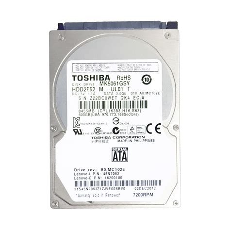 Toshiba 2 5 500GB 7200 RPM SATA 3 Hard Disk MK5061GSYN Fiyatı