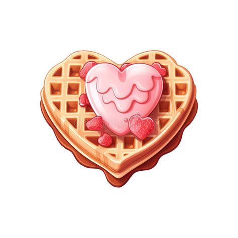 Heart Shaped Waffle With Pink Cream On Top Stock Photo Illustration