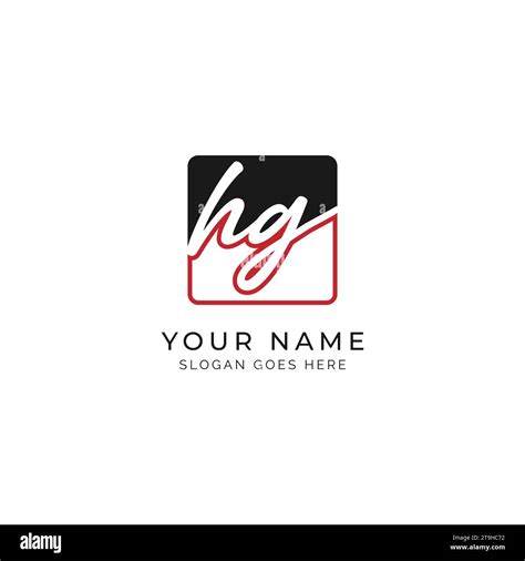 H G Hg Initial Letter Handwritten And Signature Vector Image Template In Square Shape Log