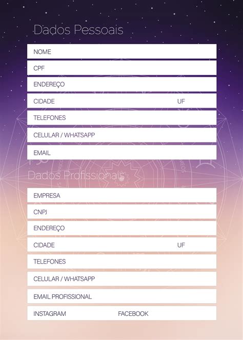 Planner Signos Dados Pessoais Fazendo A Nossa Festa