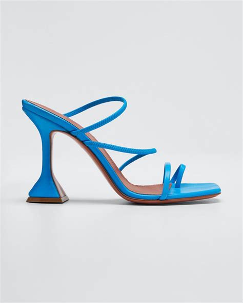 Amina Muaddi Women S Naima Strappy Leather Sandals In Blue ModeSens