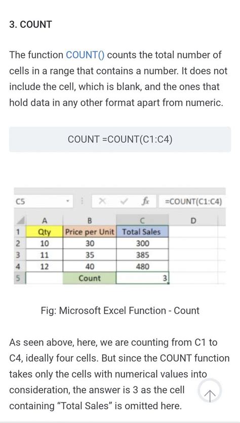 Counting Numbers in Excel