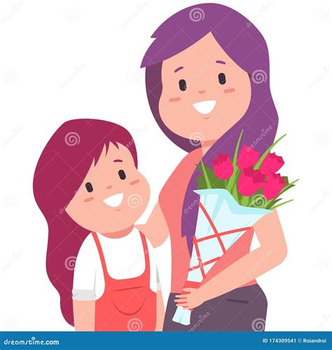 Feliz Día De Las Madres Vector Dibujos Animados Imagen Ilustración Del