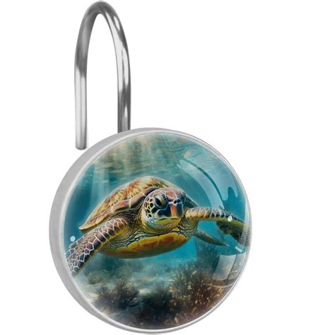 Sea Turtle Shower Curtain Hooks Set Of For Home Hotel Shower Rods