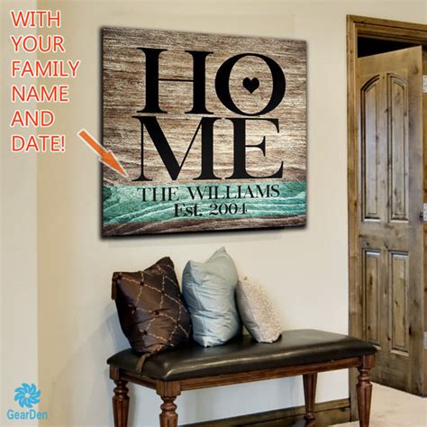 Personalized Canvas Wall Art "Home" Design With Your Names Added - GearDen