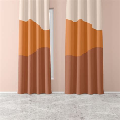 Burnt Orange Window Curtains Color Blocked Window Curtain Etsy