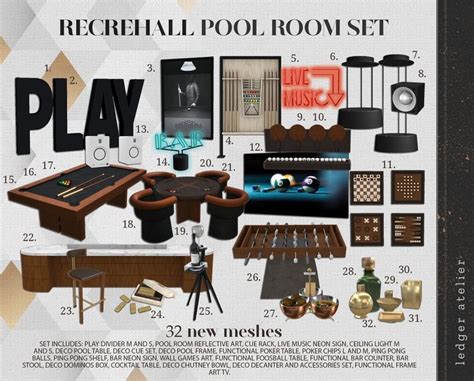 Recrehall Pool Room Set With Bonus Items Atelier Tier Ledger