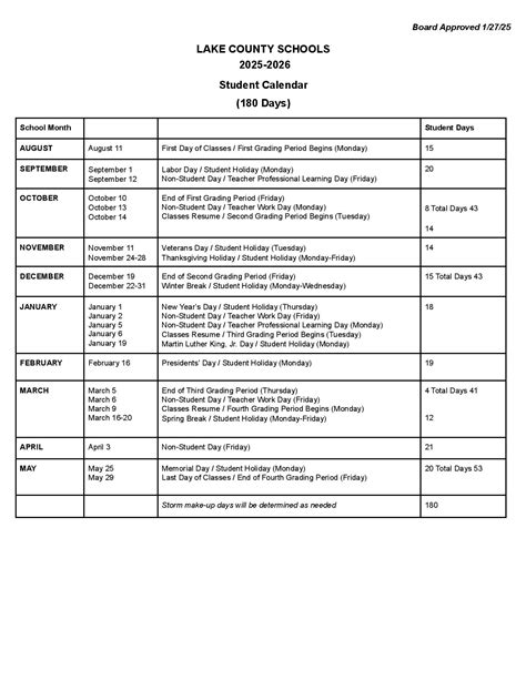 Clay County Schools Calendar 2025-2026 | Academic Holidays