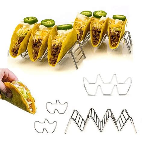 AsyPets Stainless Steel Taco Stand Wave Shape Taco Holders Mexican Food ...