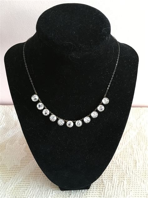 Vintage Bezel Set Crystal Necklace Gem