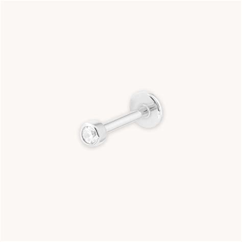 Topaz Gem Piercing Stud in Solid White Gold | Astrid & Miyu Earrings