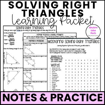 Solving Right Triangle Guided Notes Partner Practice Homework