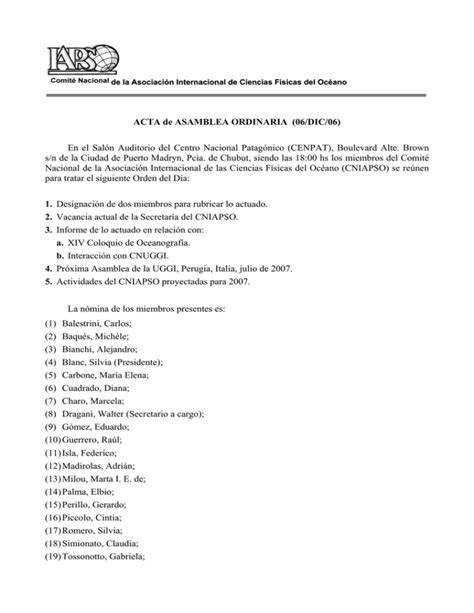 ACTA DE ASAMBLEA ORDINARIA