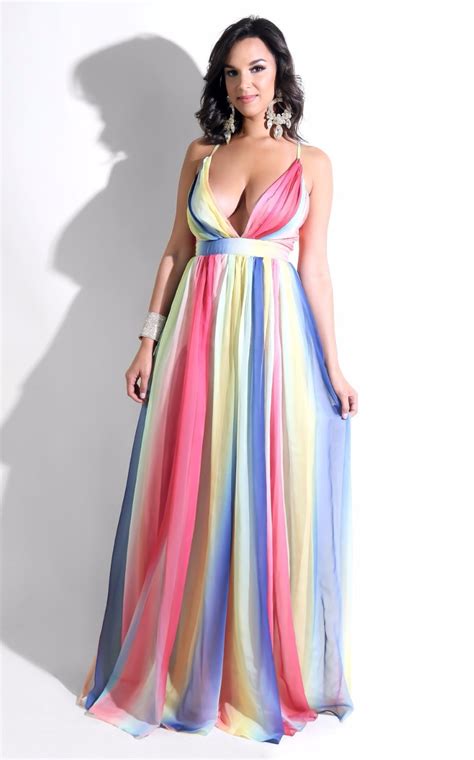 Gradient Color Sexy Chiffon Dress Women Spaghetti Strap Sleeveless Maxi