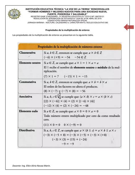 Taller Multiplicaci N De N Meros Enteros Pdf