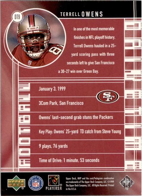 1999 Upper Deck MVP Drive Time Insert DT9 Terrell Owens San Francisco