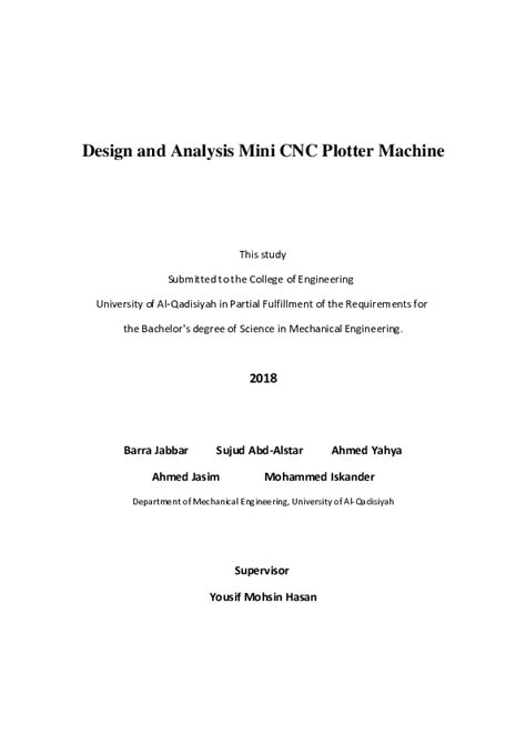 (PDF) Design and Analysis Mini CNC Plotter Machine