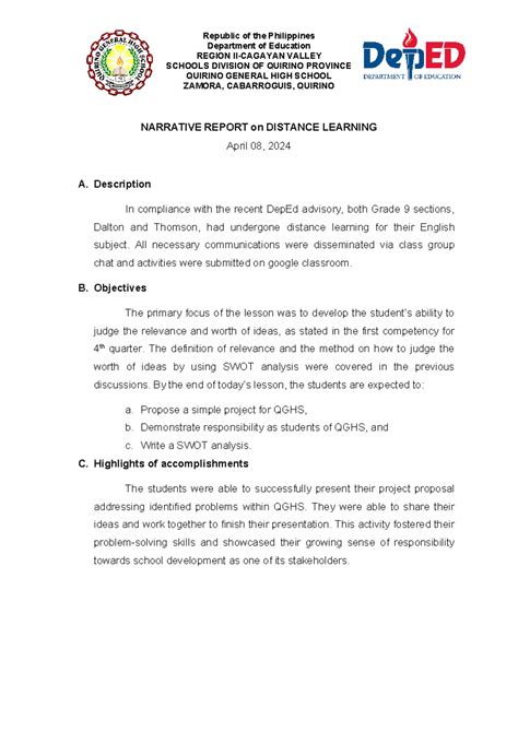 Narrative Report (April 8, 2024) - Republic of the Philippines