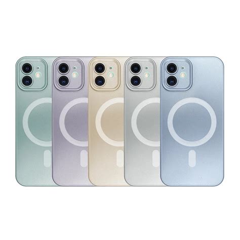 Funda Silicona Metalizada Mate Magsafe Para Iphone Colores