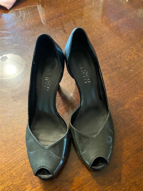 Franco Sarto Gray Patent Leather Pumps Shoes Heels Gem