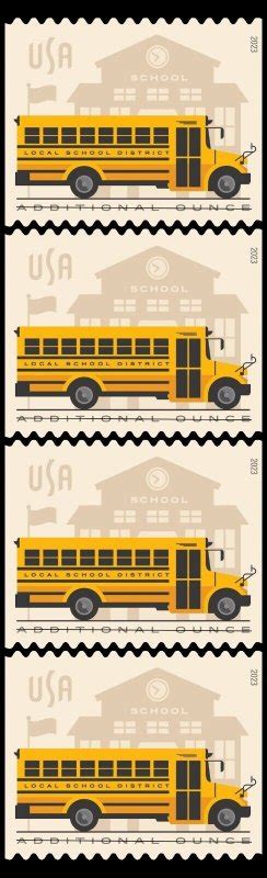 Us School Bus Additional Ounce Rate Coil Strip Stamps Mnh