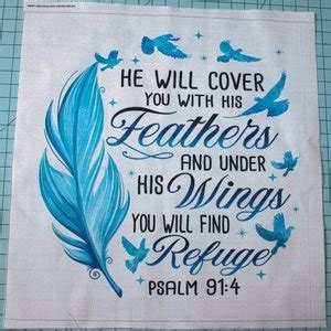 Bible Verse Religion 100 Cotton Fabric Panel Square Small Quilting