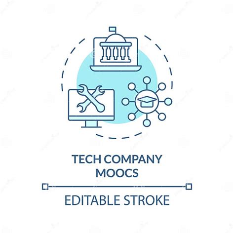 Blue Thin Linear Icon Tech Company Moocs Concept Stock Illustration Illustration Of