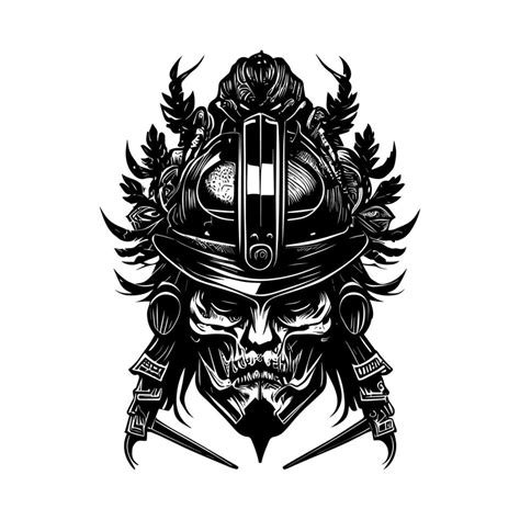 Japanese samurai logo black and white hand drawn illustration 21337943 ...