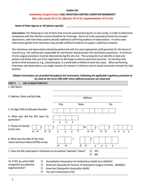 Cms Hospital Infection Prevention Worksheet