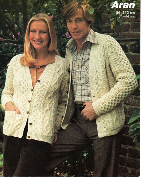 Womens Mens Aran Cardigan Knitting Pattern Pdf Ladies Aran Etsy Uk Knit Cardigan Pattern