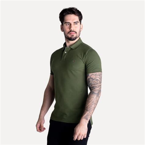 Camisa Polo Tommy Hilfiger Verde Musgo Calçados Roupas E Bolsas