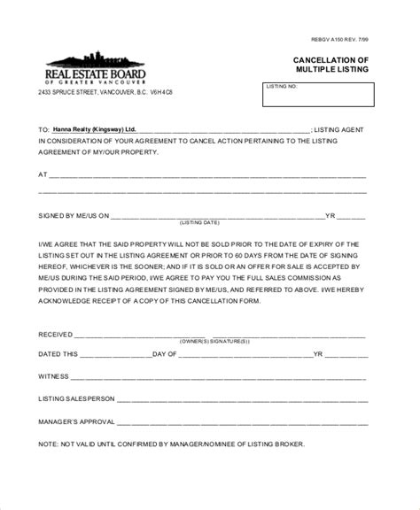 Cancellation Contract Template