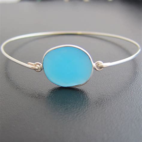 Blue Chalcedony Bracelet, Blue Stone Bracelet, Chalcedony Jewelry, Blue Gemstone Jewelry for ...