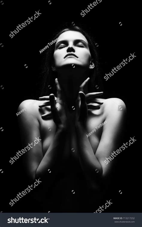 Naked Sensual Big Breast Girl Covering Stock Photo Edit Now