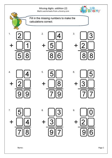 Written Addition Missing Digits 2 Addition Maths Worksheets Worksheets Library