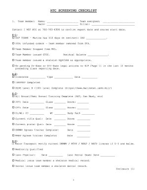 Fillable Online ATC SCREENING CHECKLIST Fax Email Print PdfFiller