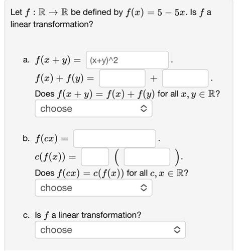 Solved Let F R→r Be Defined By F X 5−5x Is F A Linear