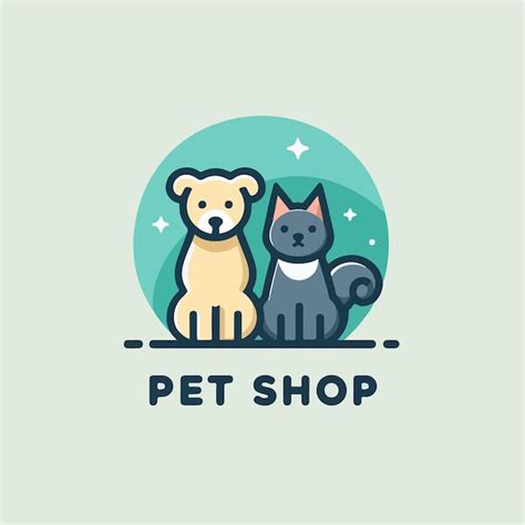 Logotipo vetorial de cão e gato texto de loja de animais de