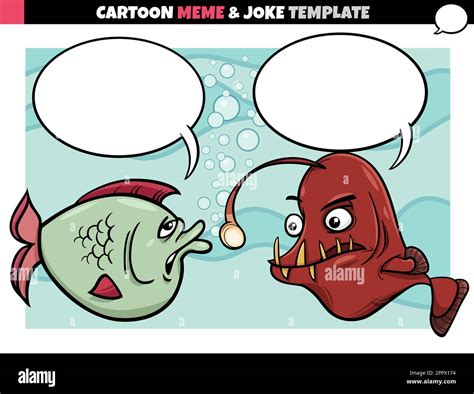 cartoon meme template with speech bubble and comic fish Stock Vector ...