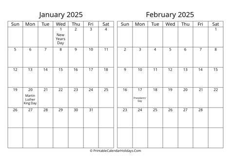 January 2025 Calendars Printablecalendarholidayscom