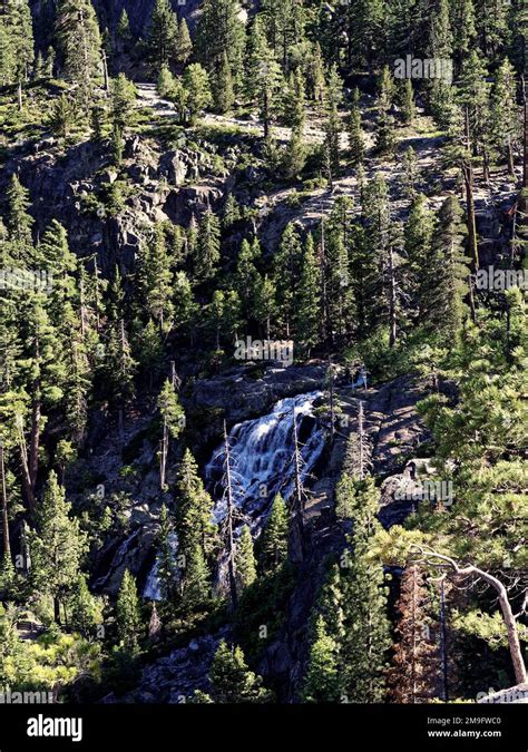 Water Cascades Down Eagle Falls Above Emerald Bay State Park On The