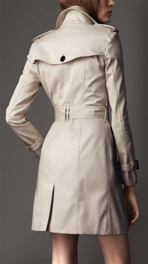 Burberry Long Slim Fit Leather Detail Trench Coat In Beige Trench Lyst