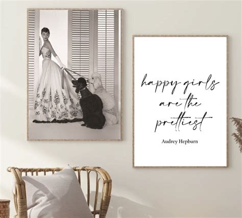 Audrey Hepburn Happy Girls Are The Prettiest Prints Set Of 2 Etsy