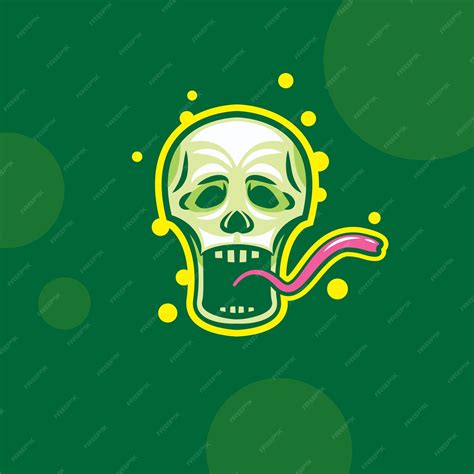 Череп с высунутым языком, логотип талисмана | Премиум векторы