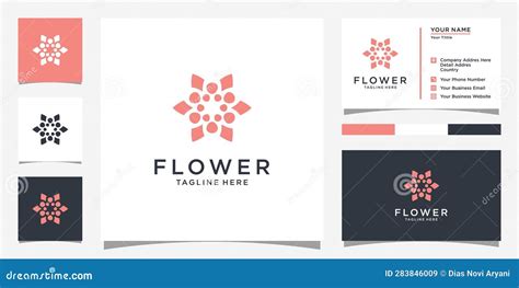 Flower Logo Vector Design with Business Card Design Stock Vector ...