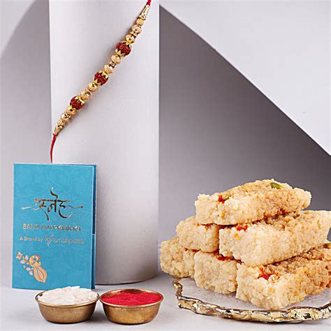 Sneh Rudraksha Holy Rakhi Milk Cake Gift Usa Gift Sneh Rudraksha