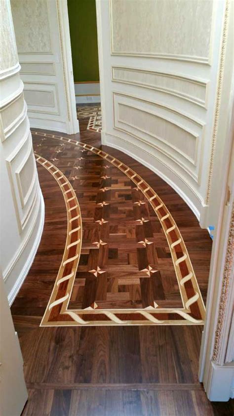 Example Of Wood Custom Flooring B2 Border Curved Set In Walnut Parquet Id491 Czar Floors